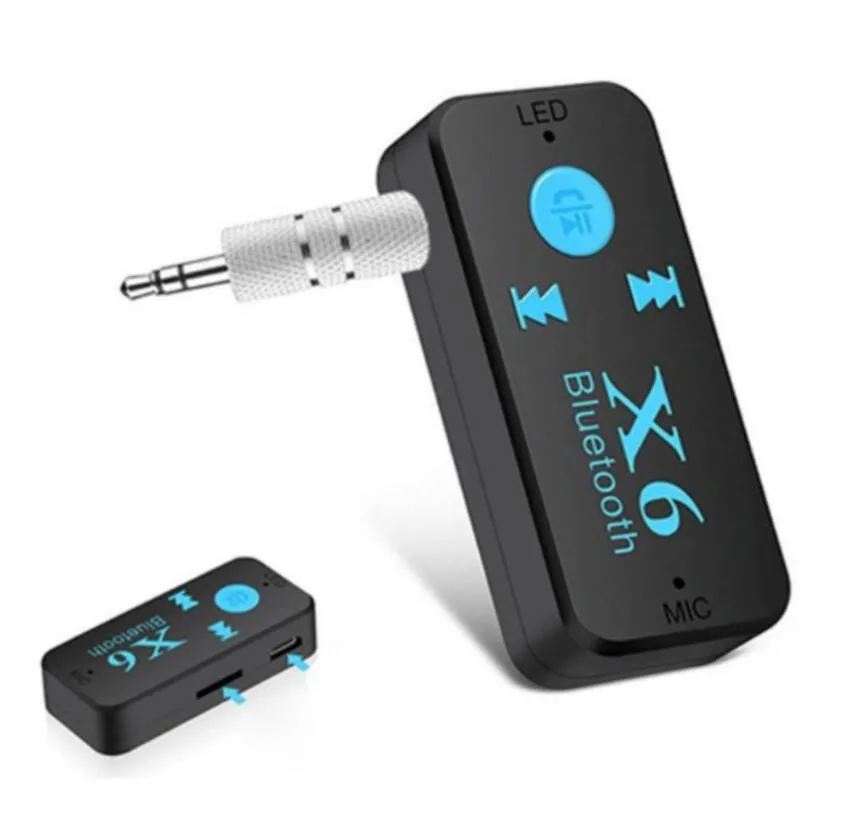 Receptor Bluetooth Universal X6 V4.1 compatible con tarjeta TF reproductor de llamadas manos libres teléfono coche entrada/salida auxiliar reproductores de música MP3