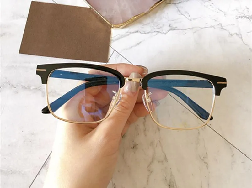 New Metal Half-Frame Square Glasses, High-End Streetwear Small Fr New Men main image 3