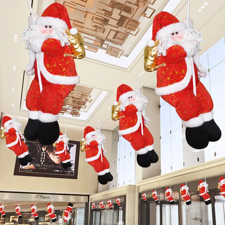 Pencere Alışveriş Merkezi Yeni Yıl Partisi Diy İçin Çevre Dostu 35cm Peluş Noel Süsleri Noel Baba Doll Tırmanma Halat Süsler