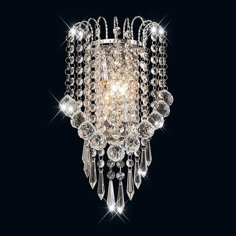 luces led E14 Modern Crystal Mirror Stainless Steel Wall Lights Lamps Sconce Fixtures Lights for Hallway Bedside Living Room