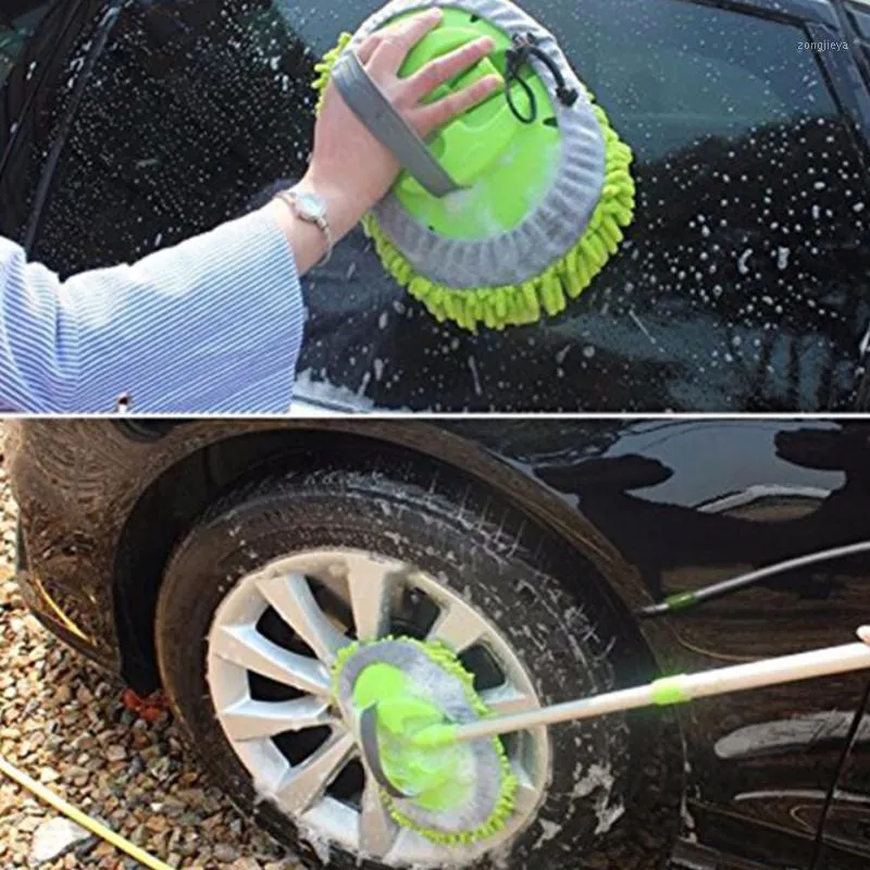 MOP de lavage de voiture rétractable (y compris la tête de brosse) Élimination de la poussière de poussière détachable vadrouille de vadrouille de vadrouillage solide d'absorption d'eau Nettoyant1