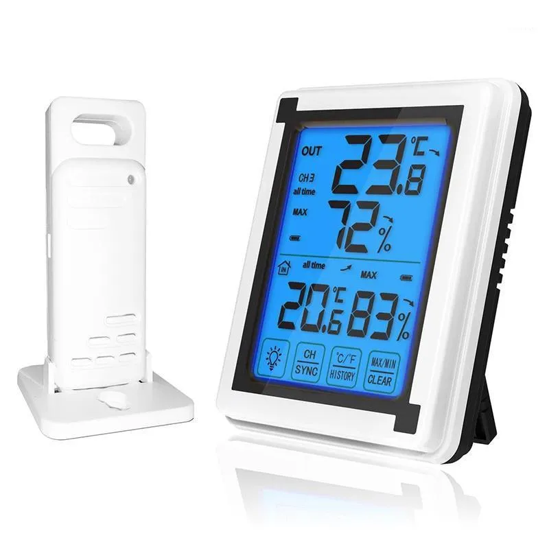 Estação meteorológica Touch Screen + Previsão ao ar livre Sensor Backlight Thermometer Higrômetro Tempo Sem Fio Estação1