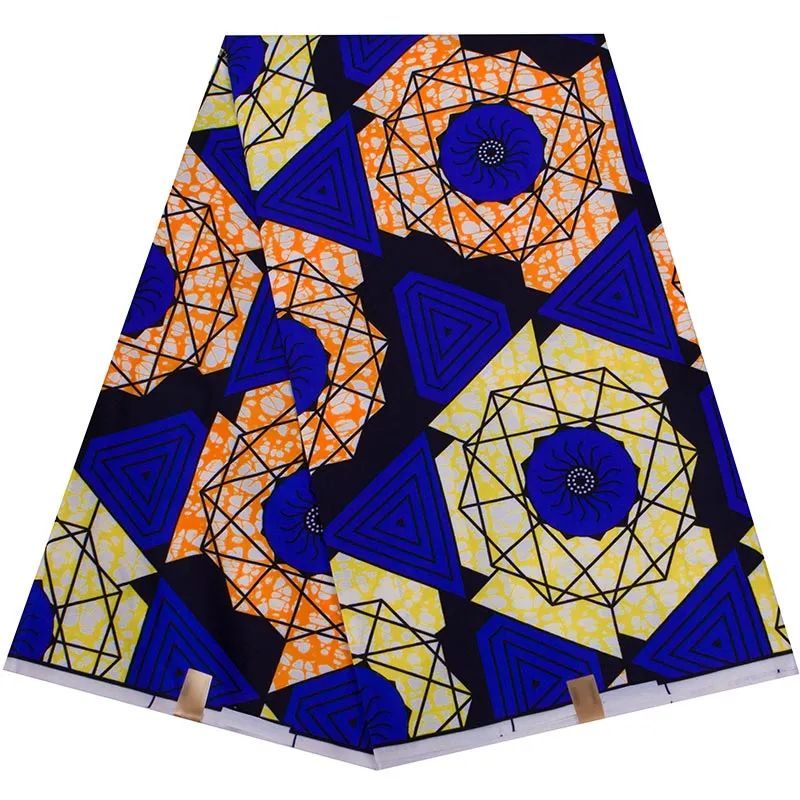 Tissu africain en Polyester Ankara à fond bleu, 6 Yards/lot, pour coudre du tissu imprimé à la cire par le styliste