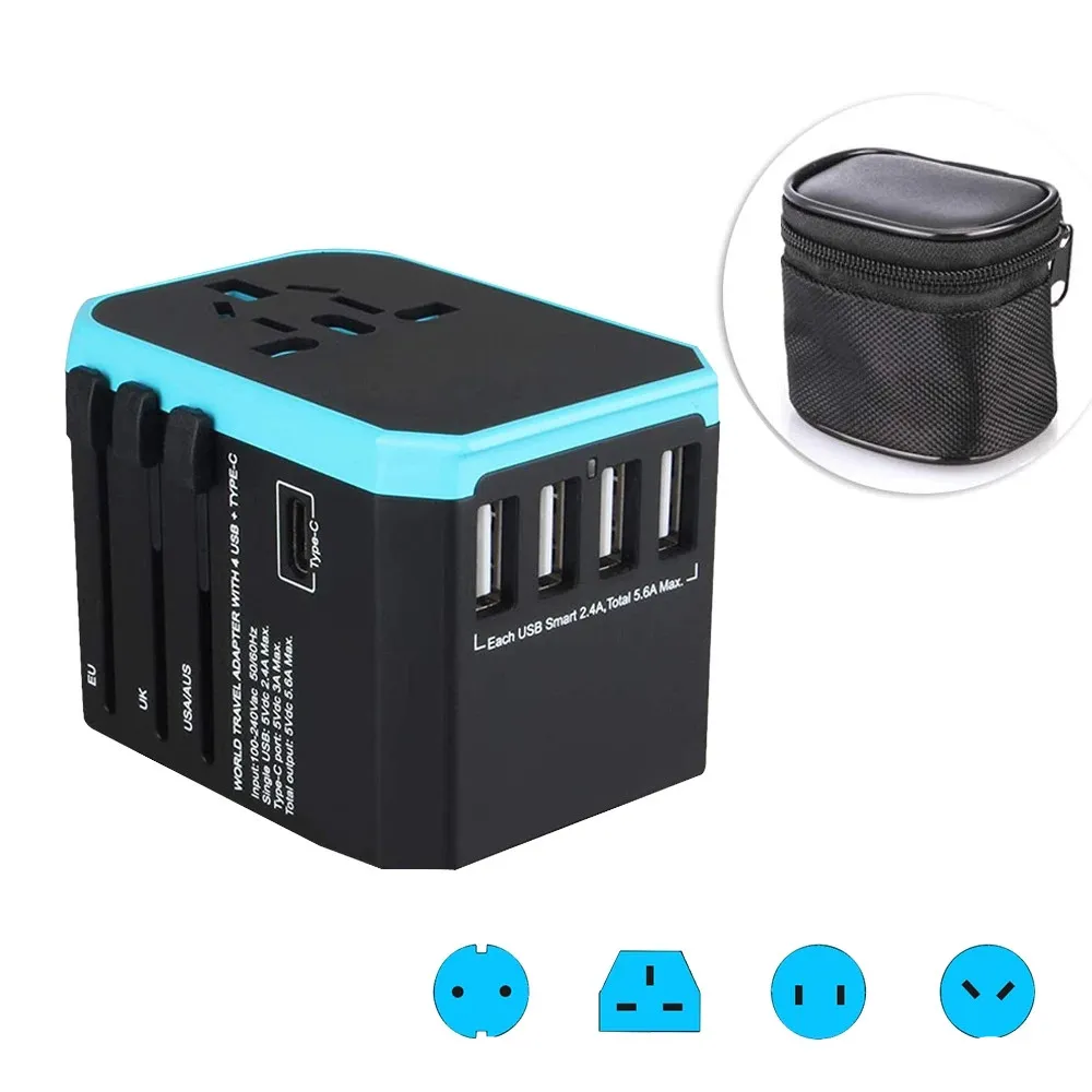 Adaptador de viagem USB Universal Power Cabo Plug Adapter Carregador Worldwide Adaptador de parede Conversor de soquetes de parede para telefones celulares