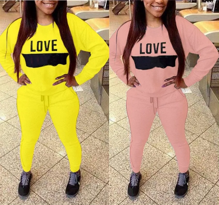 Women Fleece Sweatsuits Letter Print Tracksuits XS Plus Size Sportswear Two Pcs Set Jogger Suit