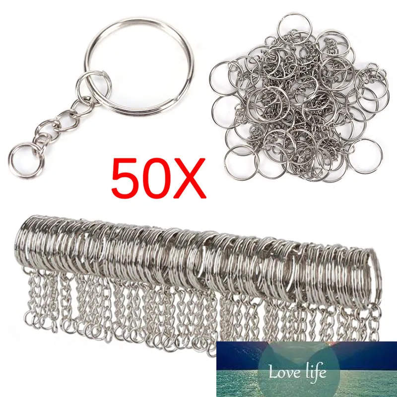 Porte-clés vierge en métal plaqué argent, anneau fendu, porte-clés pour femmes et hommes, accessoires de bricolage