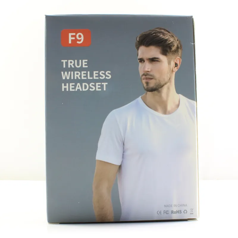 Fone de ouvido sem fio BT V5.0 F9 Wireless Bluetooth Headphone LED Display com fone de ouvido de banco de energia de 2000mAh com venda quente de microfone