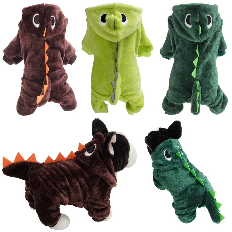 Nuovi vestiti per cani da compagnia Design di dinosauri Vestiti morbidi per cani Gilet in pile caldo Giacca per animali Maglione per gatti Felpa con cagnolino invernale 5507 Q2