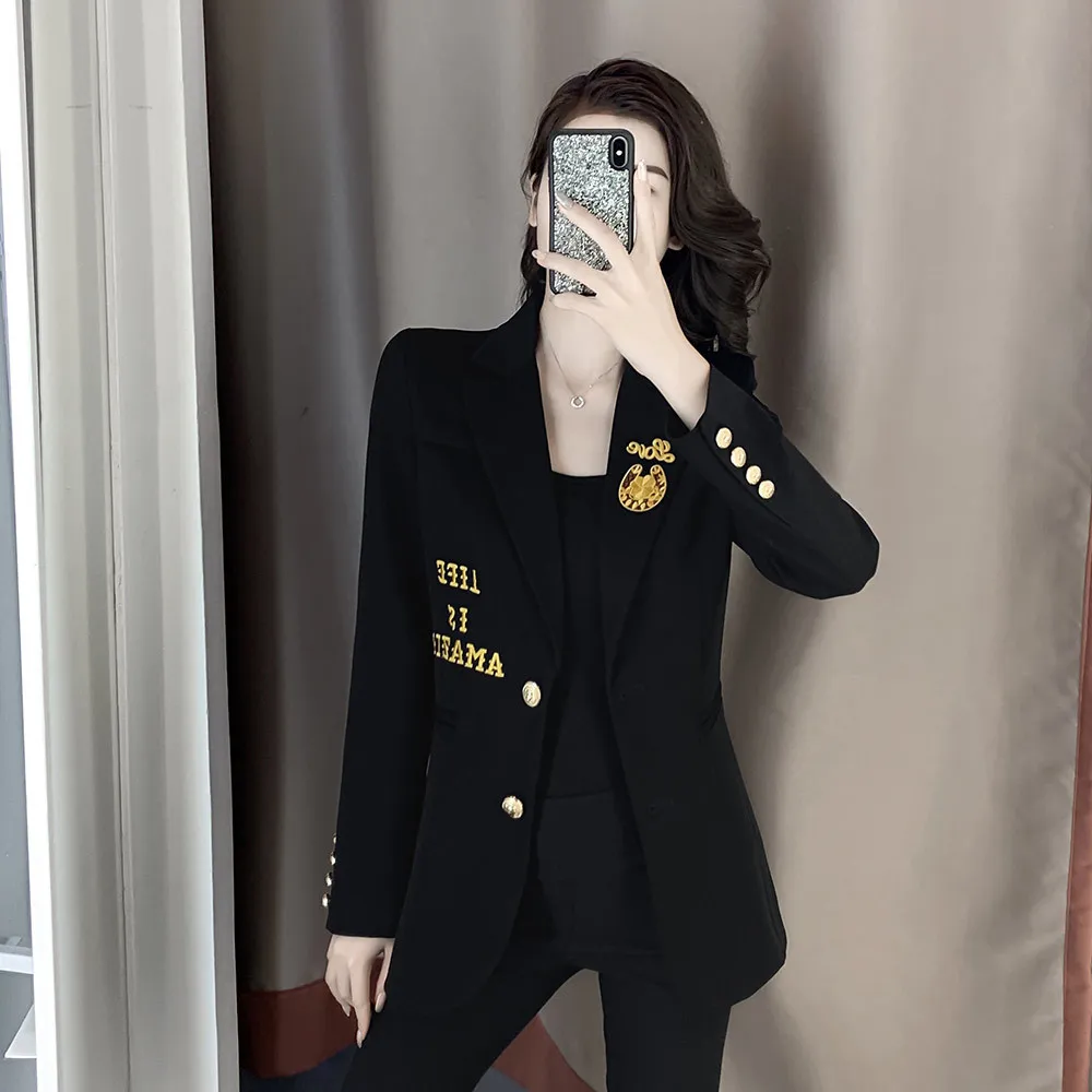Mujer Blazer Mujer 2020 Nuevo Estilo Brit nico Moda Casual Negro