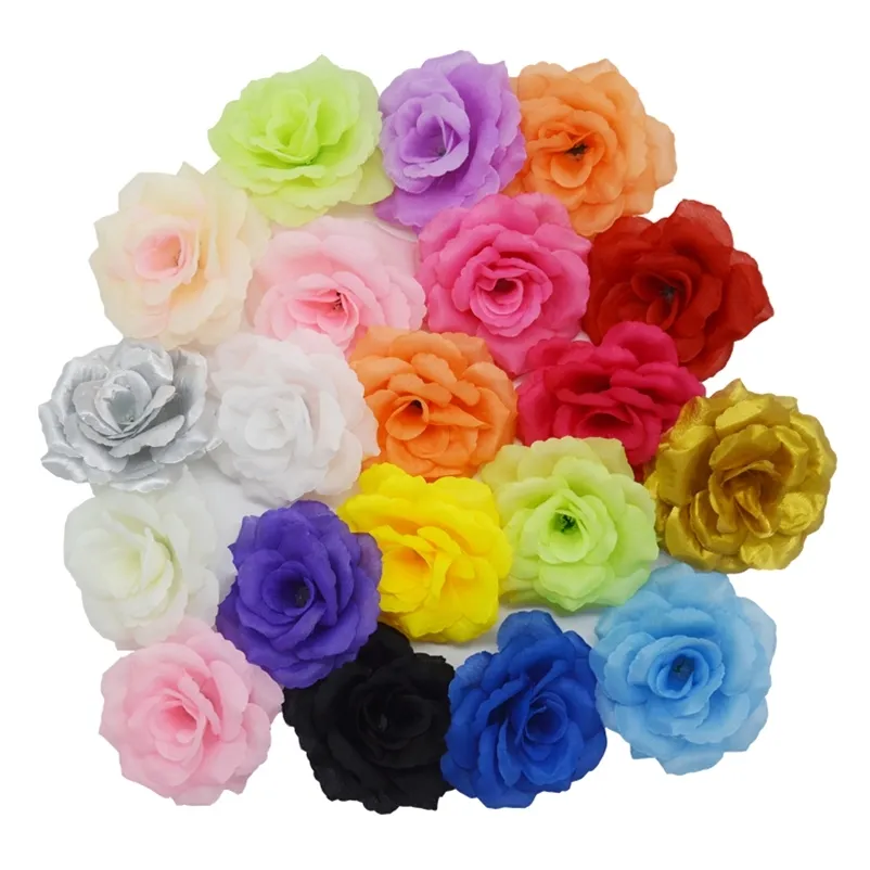 Yoshiko 50pcs 8cm têtes de fleurs de soie rose artificielle pour mariage maison jardin bricolage décoration de Noël fausses fleurs baiser boule Y200903