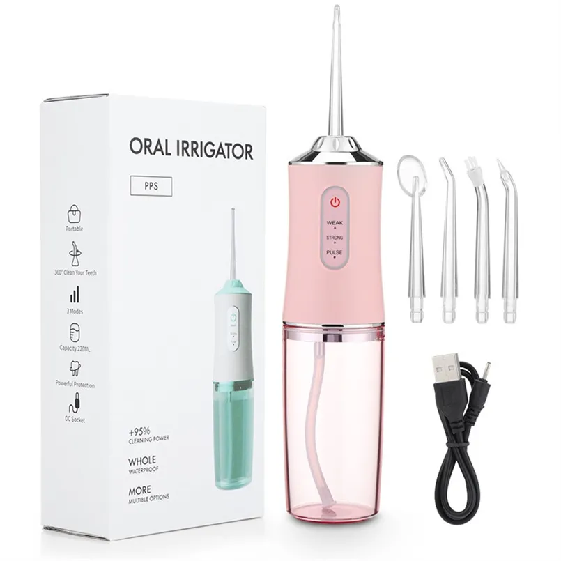 50%off Oral Irrigators Hand Held Electric Tooth Punch Portable 220ML Capacity 3 Model 360°Clean Your Teeth White Pink Green 3 Colors 2141 high