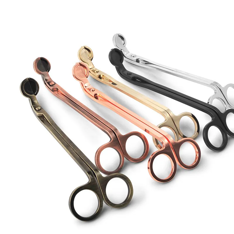 Stainless Steel Candle Wick Trimmer Oil Lamp Trim Scissor Cutter Snuffer Tool Hook Clipper Rose Gold Silver Black