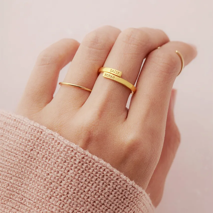 Custom Name Ring Personalized Gold Stainless Steel Rings For Women Girls  Wedding Band Custom Letters Initials Ring Jewelry - AliExpress