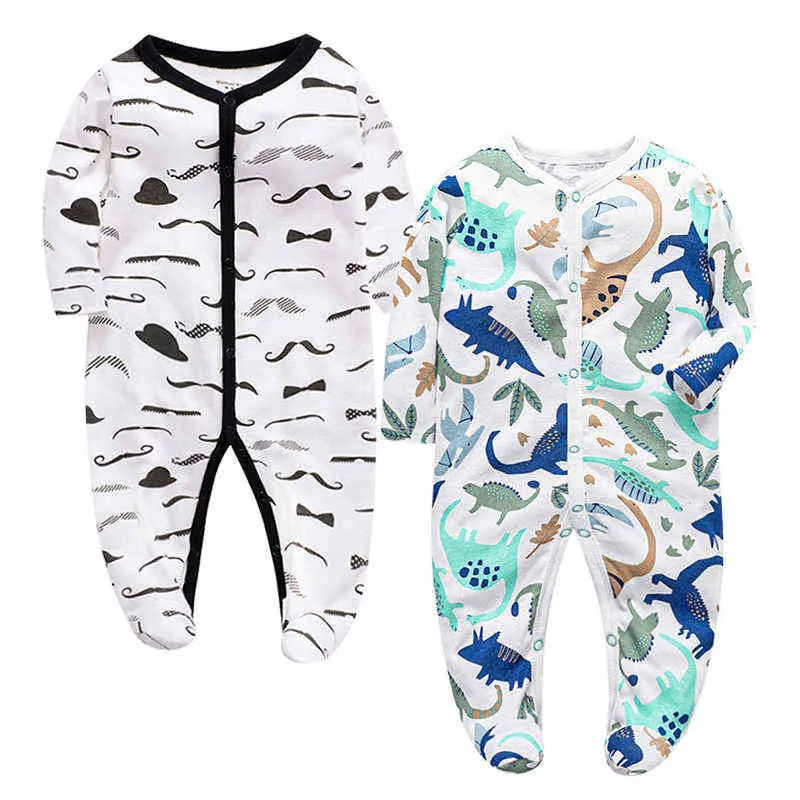 Hot Batch Newborn Baby Boys Girls Sleepers Pajamas Babies Jumpsuits 2 PCS/lot Infant Long Sleeve 0 3 6 9 12 Months Clothes G1221