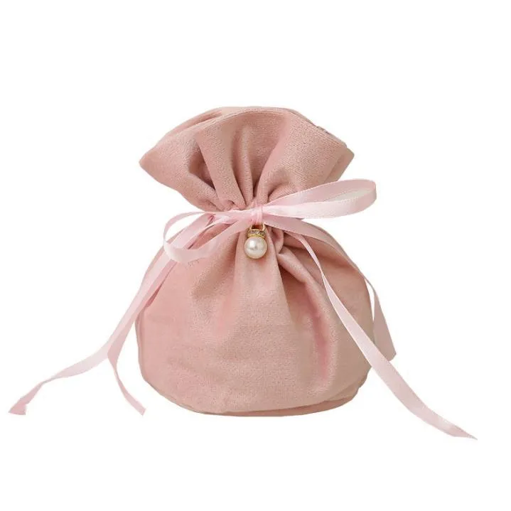 Party Supplies 12*9cm Multifunction Jewelry Gift Bag Drawstring Sweet Candy Pouch Velvet Drawstring Bags Baby Shower Accessories Wedding Favors SN3404