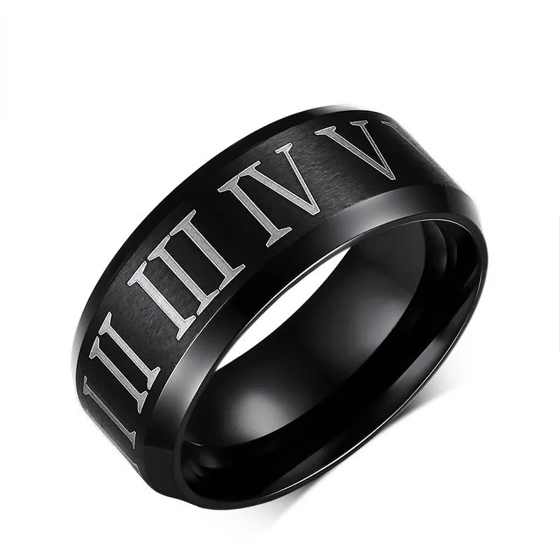 New Popular Design Mens Cool Titanium Steel Ring Black Matte Finished Rings Size 7/8/9/10/11