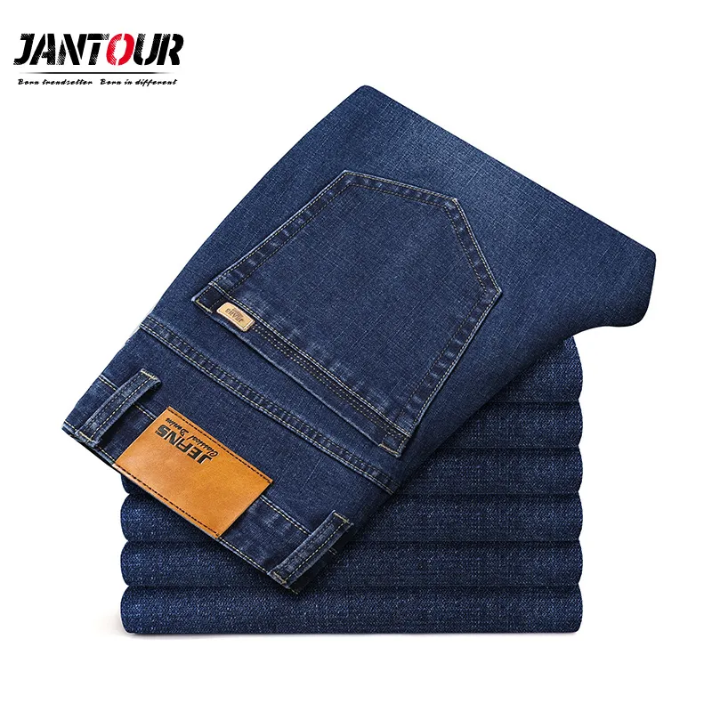 Outono inverno homens jeans masculinos homens clássico moda algodão alongamento regular apto denim calças macho marca calças grande tamanho grande 42 201111