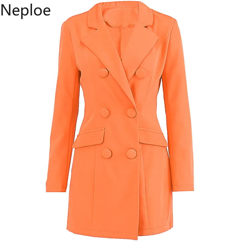 NEPLOE MODE Femmes à double boutonnage Blazer Collier Notched Collier Vestes Femelle Cuisson Retro Cost Slim Fit Blazers Vêtements de dessus 93356 201201