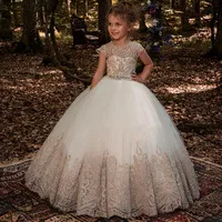 Flower Girl Dresses Tulle 2019 Beading Appliqued Pageant Dresses For Girls First Communion Dresses Kids Prom Dresses