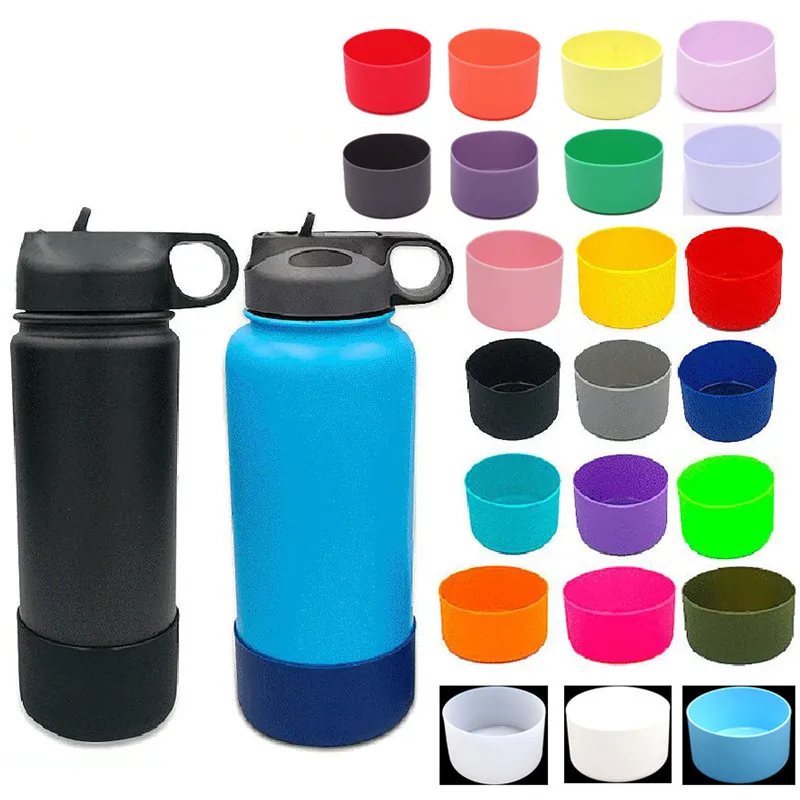 Drinkware Handle Protective Silicone Boot Sleeve Non-Slip Coasters For Water Bottle 12oz 18oz 20oz 32oz 40oz Flask Tumbler Mug Anti-Slip Bottom Bumpers Cover