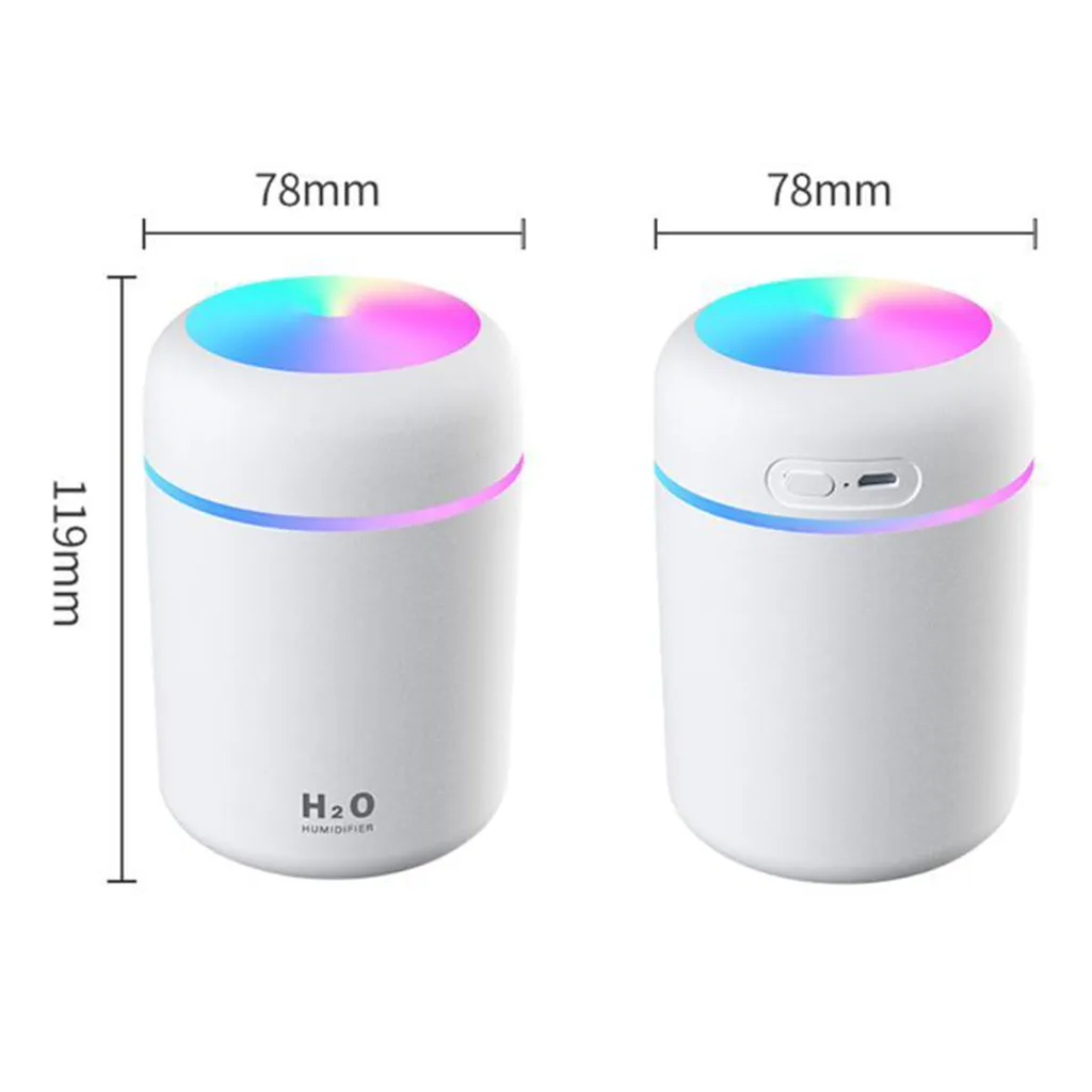 300ml Mini Air Humidifier Electric Air Diffuser Aroma Oil Diffuser USB Cool Mist Sprayer with Night Light for Home Office Car 
