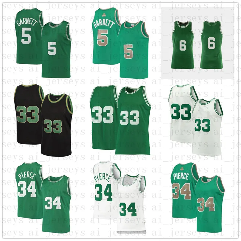 Mens Basketball Mitchell и Ness Garnett 33 Pierce 34 Вышивка логотип сшитые ретро-рентгенс 1995 1996 майки