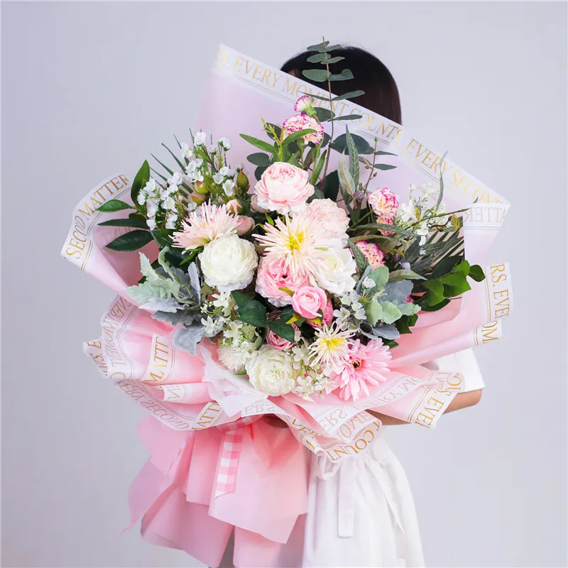 Flower Bouquet Wrap Paper Korean Style Color Waterproof Alphabet Rim Flower Wrapping  Paper 58*58cm DWD3139 From Home_for_you, $8.07