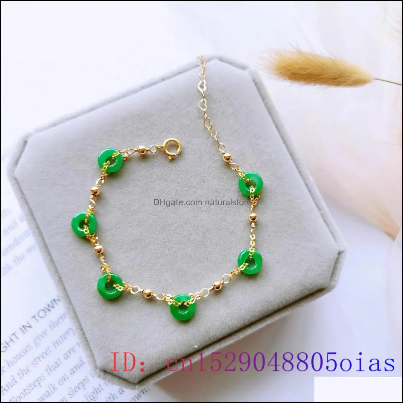 Green Jade Donut Bracelets for Women Bangle Bracelet Jewelry 925 Silver Real Natural Bead Emerald Gift Gemstone Amulets Chinese