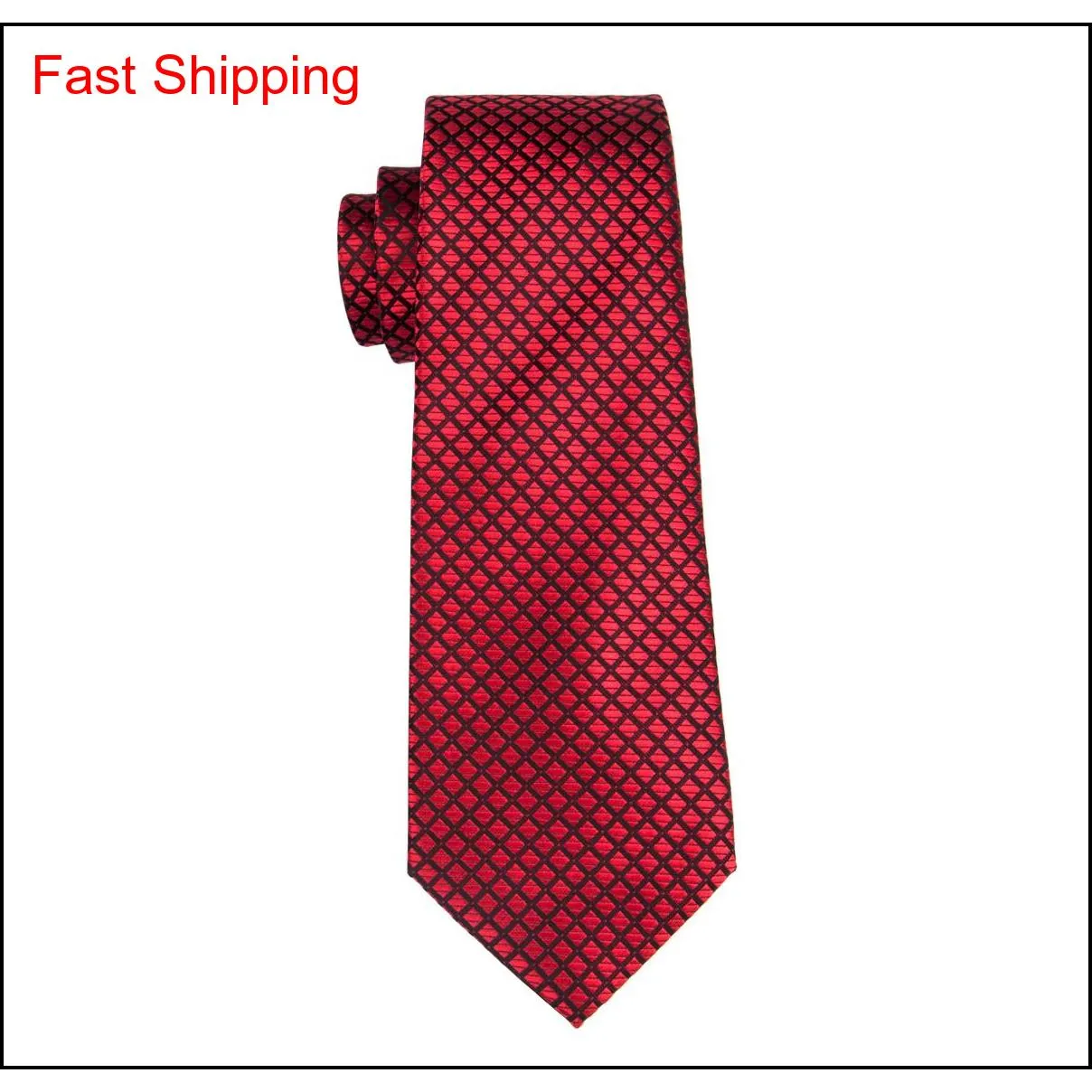 red silk ties for wholesale men plaid and checks necktie handkerchief cufflinks gift set for wedding part business n-1607