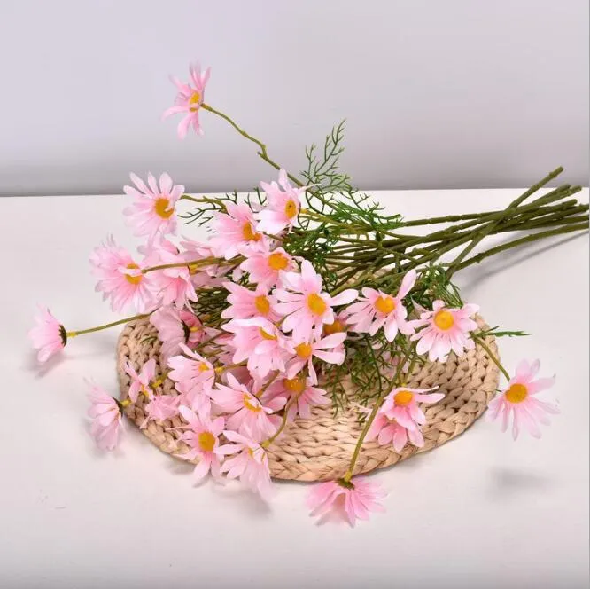 Alta Qualidade Barato Margarida De Seda Flores Artificiais Uma Peça 5 Cabeças Dutch Crisântemo Cosmos Para Decorações Home