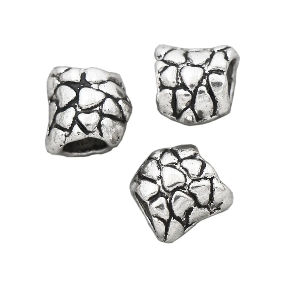 Liga antiga prata vulcânica rock design coração metal grande buraco beads apto braceletes europeu jóias diy l1477 180 pcs / lote