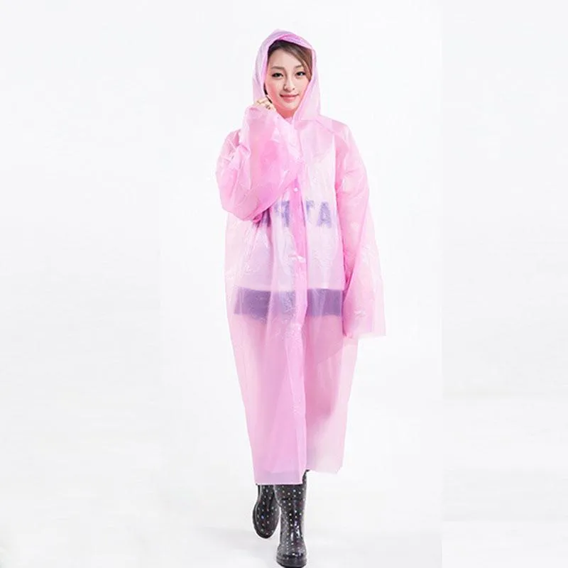 Imperméables en gros à utiliser à plusieurs reprises adulte d'urgence imperméable imperméable capuche Poncho Camping en plastique vente jetable