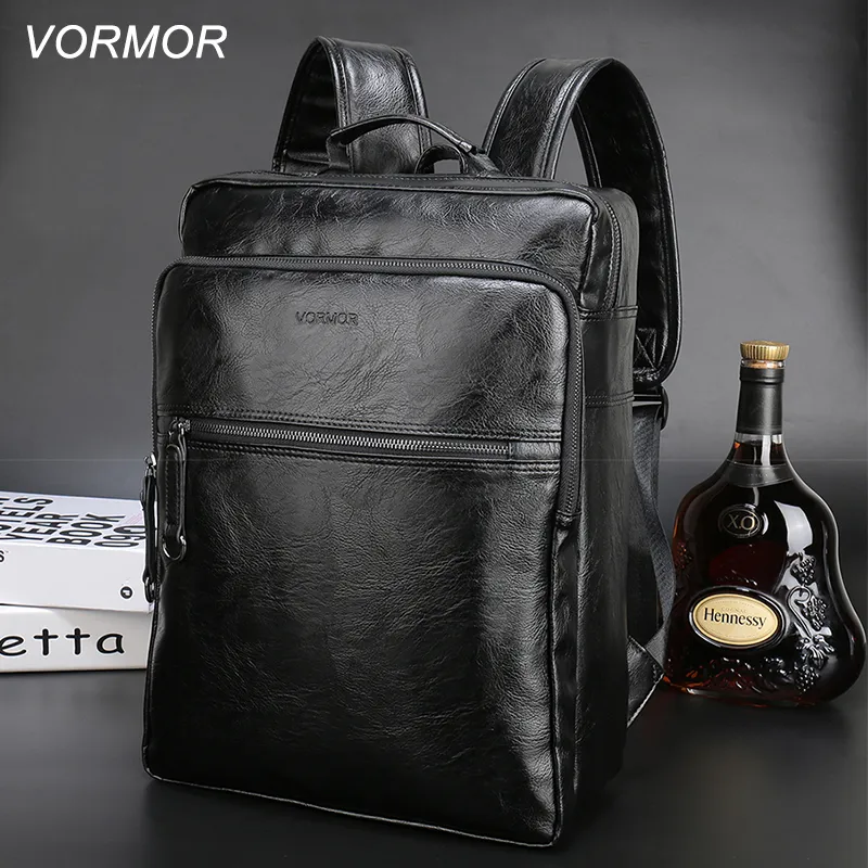 Marca impermeável 15.6 polegadas laptop mochila homens pu mochilas de couro para adolescente homens casuais dia mochila masculino