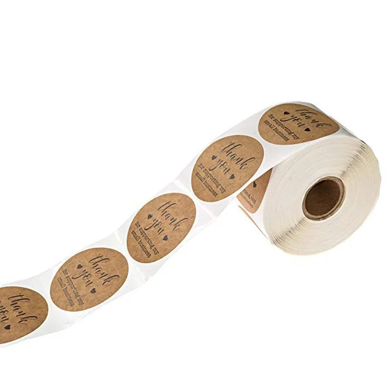 2 rouleaux d'étiquettes rondes, papier kraft fait main, étiquettes