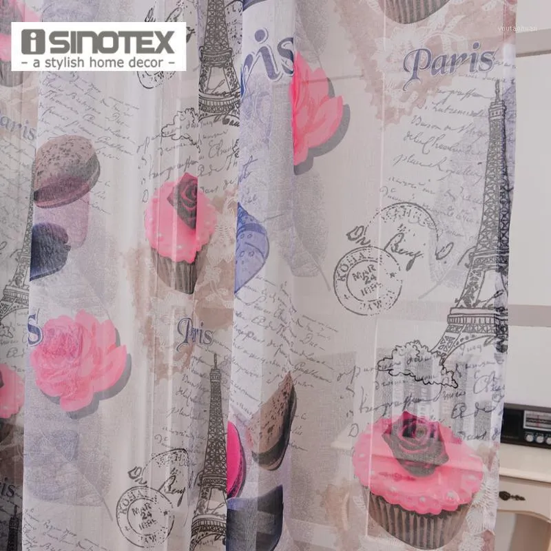 Cortinas cortinas iSinotex janela estampada rosa floral transparente tecido linencotton para triagem de sala de estar em casa 1pcs/lot1