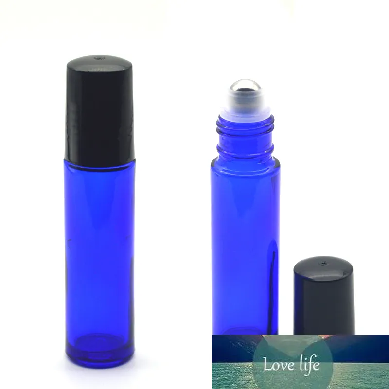 24 pièces échantillon de parfum 10ml bouteille à roulettes de classe bleue bouteille à rouler vide d'huile essentielle avec bouchon en plastique noir
