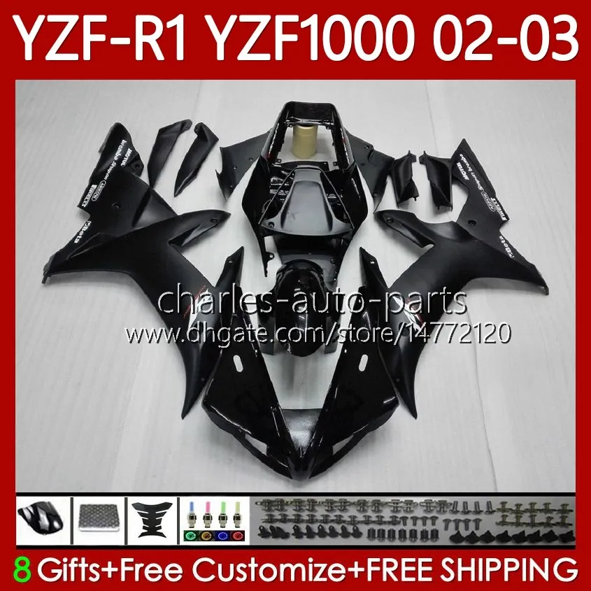 YAMAHA YZF R 1 1000 CC YZF-R1 YZF-1000 00-03 BODYWORK 90NO.13 1000CC YZF R1 YZFR1 02 03 00 01 YZF1000 2002 2003 2000 2001 OEM 페어링 키트 플랫 블랙 블크