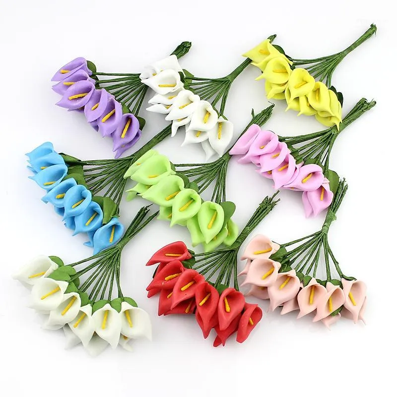 Dekoracyjne kwiaty Wieńce Huadodo 144PCS Mini Piana Calla Sztuczna Pe Lily Kwiat Do Scrapbooking Handmade DIY Decoration1