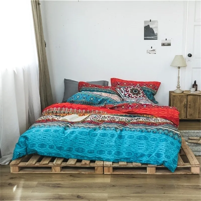 Bohemian Cotton 3D Trooster Beddengoed Sets Luxe Boho Dekbedovertrek Kussensloop Queen King Size Bedlinnen Bedspread 201211