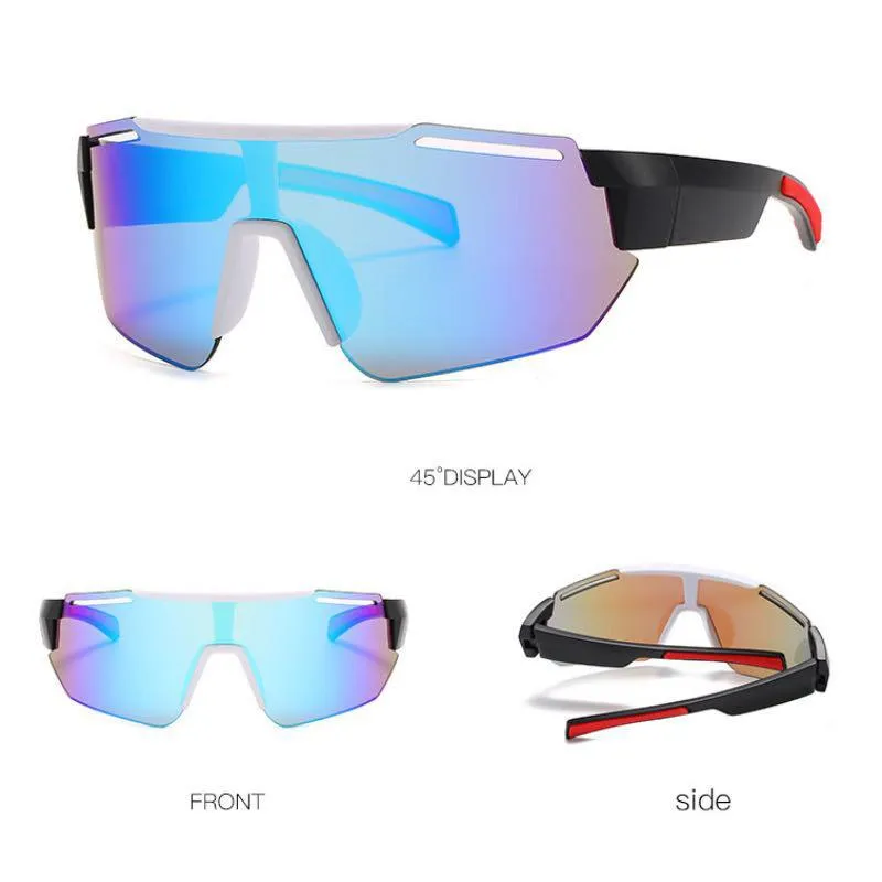 Mens Trendy One Piece Bicycle Bike Sunglasses With Windproof UV
