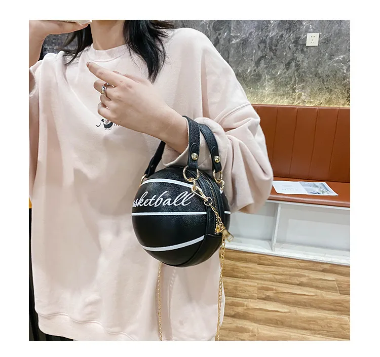 Fashion kids letter printed handbags girls PU leather one-shoulder basketball bags children circular messenger bag women mini purse A5436