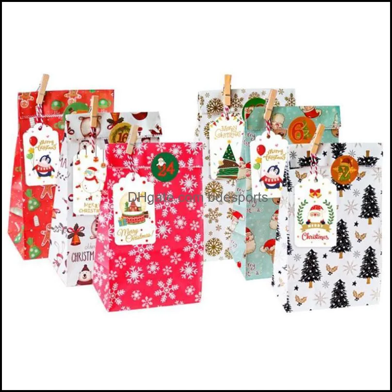 Christmas Decorations 50 Pieces Kraft Tags Paper Labels With Tree Santa Claus Patterns Gift Jute Twine For