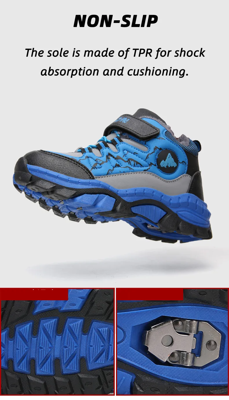 Kinderschoenen Winter Buiten Wandelen Warm Veet Waterdichte Laarzen TPR Schokabsorptie Trekking Jongens Kinderschoen Hardlopen_voghion.com