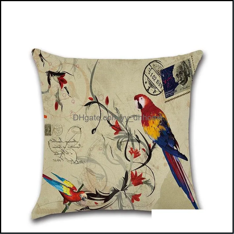 Cushion Covers 45*45cm Parrot Birds Flower Pattern Pillows Covers Decorative Pillowcases For Home Sofa Office Chair Decor