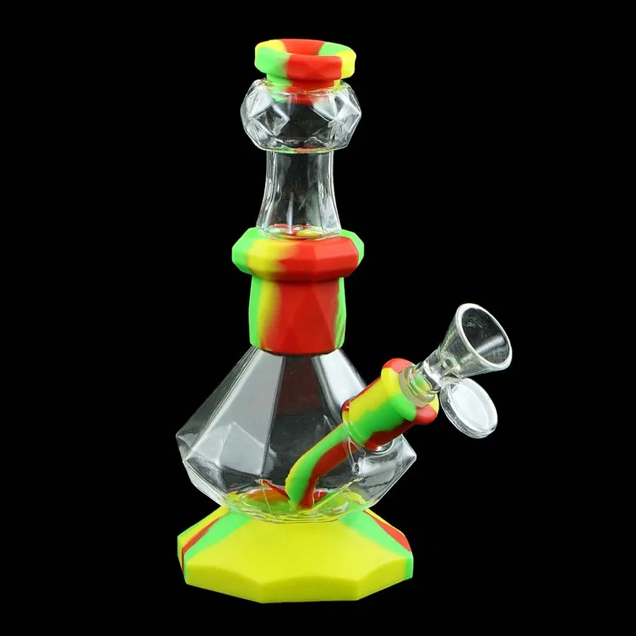 7.4 "Tubulações de água de vidro de diamante fumando bong tubulações de tubulações Dab Tigela de cachimbo de água para a erva seca do cigarro