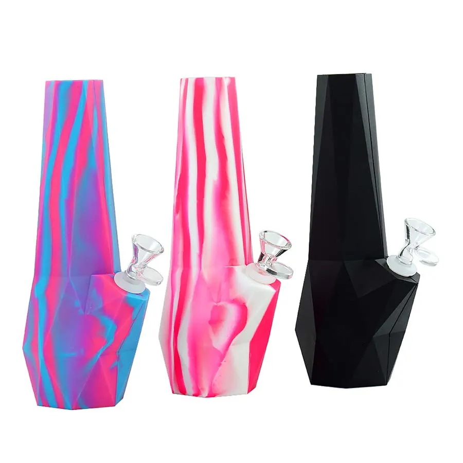 Diamond silicone bongo tubulações de água cachimbo de água 10 polegadas plataformas petrolíferas fumando tubo de tabaco