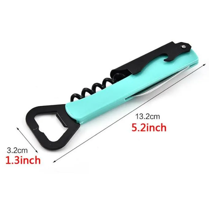 Bottle Openers Non-slip Double Head Red Wine Opener Double Hinged Corkscrew 4 In 1 Multifunction Bottle Opener Kitchen Bar Tool LSK2116