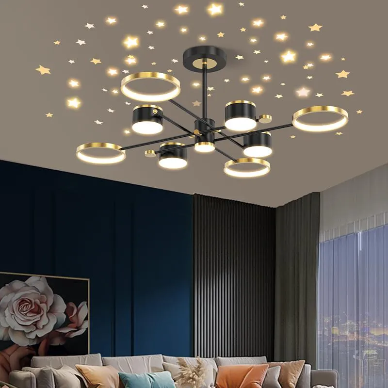 Lustres lustres led modernos para sala de estar quarto ajustável quarto de decoração interna luzes com controle remoto