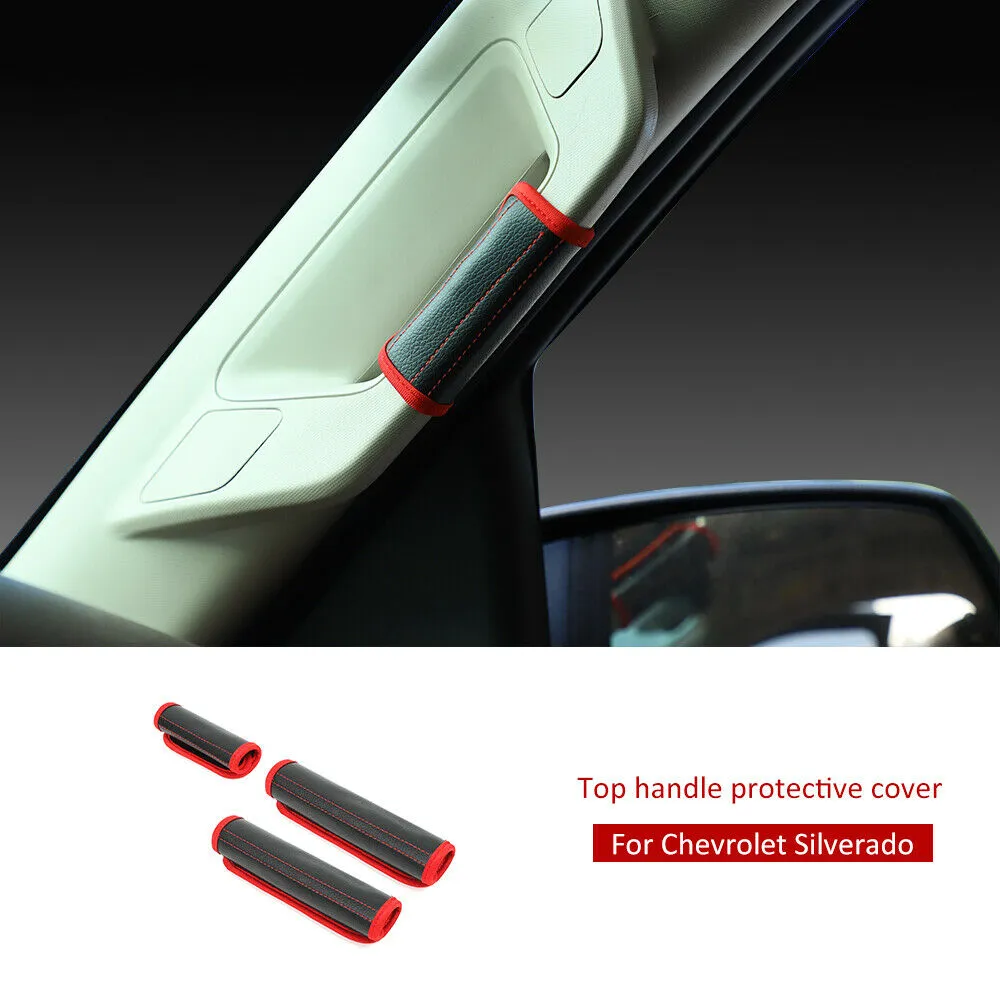 Nero Auto Maniglia Superiore Della Copertura Protettiva In Pelle 3pc Per Chevrolet Silverado GMC Sierra 2014-2018 Accessori Interni