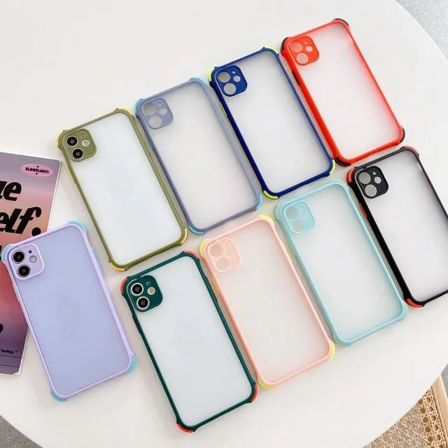 갑옷 Shockproof Armor Shockproof Matte 하드 PC 뒷면 커버 아이폰 12 미니 12 Pro Max 11 XS Max XR 6 7 8 Plus